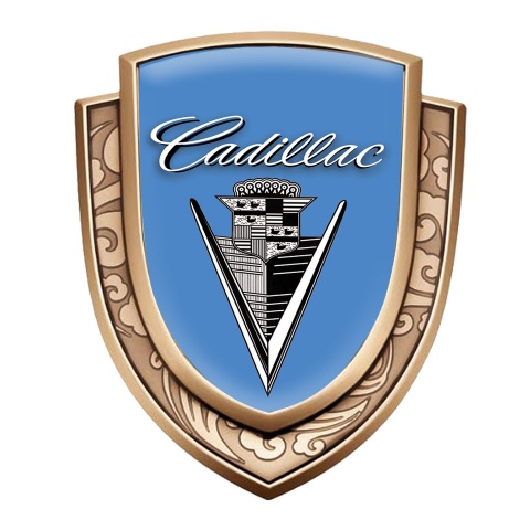 Cadillac Emblem Self Adhesive Gold Glacial Blue Monochrome Vintage Edition