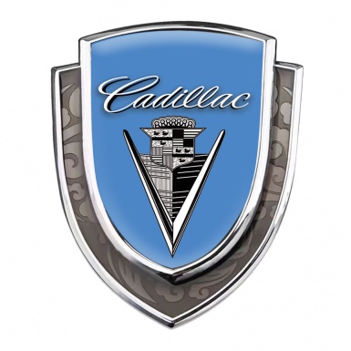 Cadillac Emblem Self Adhesive Silver Glacial Blue Monochrome Vintage Edition