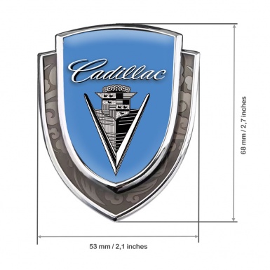 Cadillac Emblem Self Adhesive Silver Glacial Blue Monochrome Vintage Edition