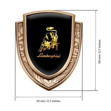 Lamborghini Metal Emblem Self Adhesive Gold Black Base Glimmering Logo