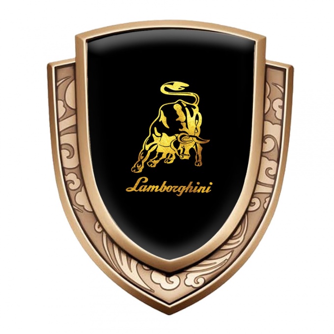 Lamborghini Metal Emblem Self Adhesive Gold Black Base Glimmering Logo