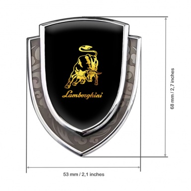 Lamborghini Metal Emblem Self Adhesive Silver Black Base Glimmering Logo