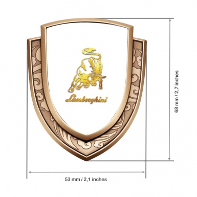 Lamborghini Fender Emblem Badge Gold White Base Glimmering Logo