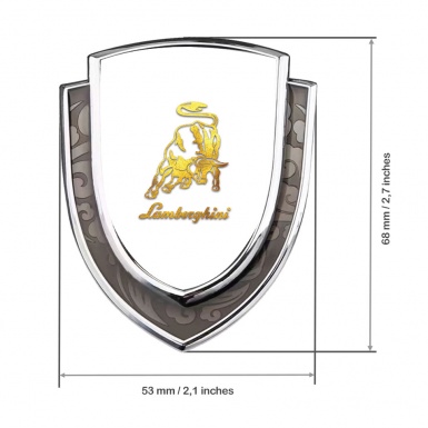 Lamborghini Fender Emblem Badge Silver White Base Glimmering Logo