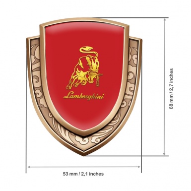 Lamborghini Emblem Trunk Badge Gold Red Fill Glimmering Logo Design