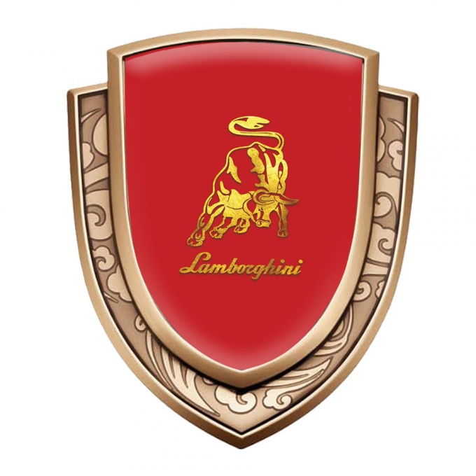 Lamborghini Emblem Trunk Badge Gold Red Fill Glimmering Logo Design