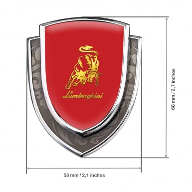 Lamborghini Emblem Trunk Badge Silver Red Fill Glimmering Logo Design