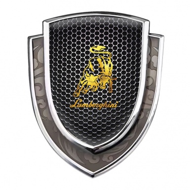 Lamborghini Emblem Self Adhesive Silver Dark Mesh Glimmering Bull Edition