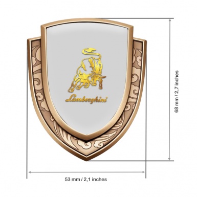 Lamborghini Emblem Badge Gold Grey Fill Glimmering Bull Logo Design