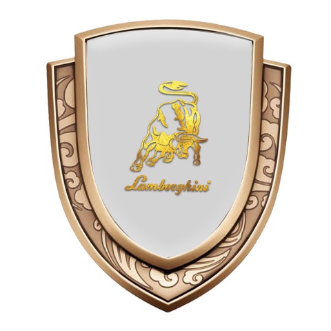 Lamborghini Emblem Badge Gold Grey Fill Glimmering Bull Logo Design