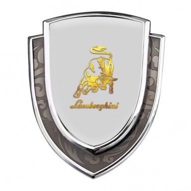 Lamborghini Emblem Badge Silver Grey Fill Glimmering Bull Logo Design