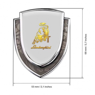 Lamborghini Emblem Badge Silver Grey Fill Glimmering Bull Logo Design