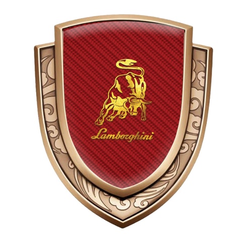 Lamborghini Emblem Car Badge Gold Red Carbon Glimmering Logo