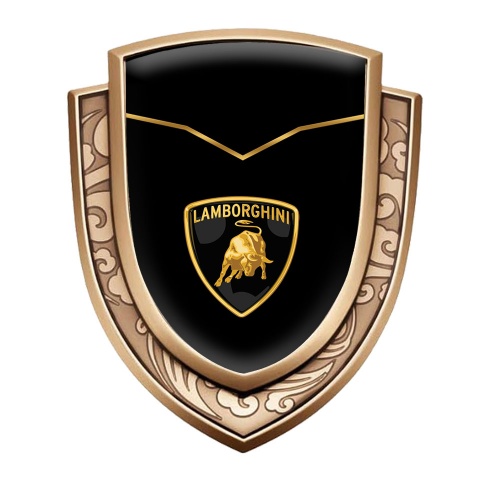 Lamborghini Badge Self Adhesive Gold Black Base Fine Line Classic Logo