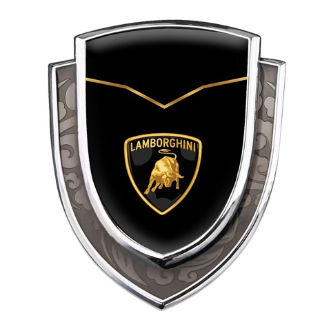 Lamborghini Badge Self Adhesive Silver Black Base Fine Line Classic Logo