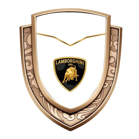 Lamborghini Emblem Badge Self Adhesive Gold White Base Classic Logo Design