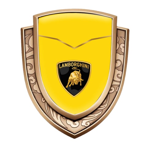 Lamborghini Metal Emblem Self Adhesive Gold Yellow Base Classic Logo Edition