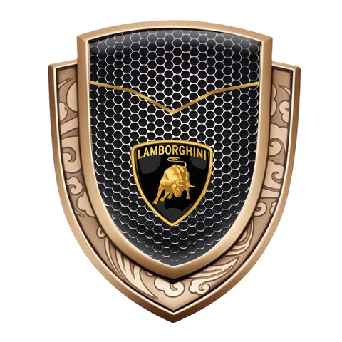 Lamborghini Emblem Trunk Badge Gold Dark Mesh Classic Shield Edition