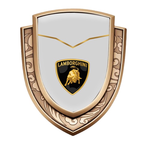 Lamborghini Emblem Self Adhesive Gold Grey Base Classic Shield Design