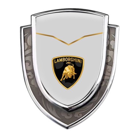 Lamborghini Emblem Self Adhesive Silver Grey Base Classic Shield Design