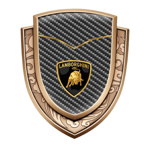 Lamborghini Emblem Badge Gold Dark Carbon Classic Shield Logo Edition