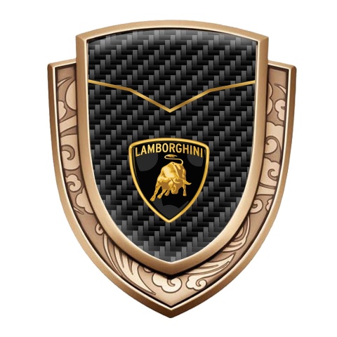 Lamborghini Emblem Car Badge Gold Black Carbon Fine Line Classic Logo