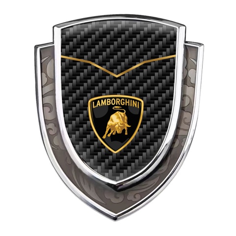 Lamborghini Emblem Car Badge Silver Black Carbon Fine Line Classic Logo