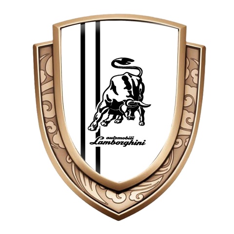 Lamborghini Badge Self Adhesive Gold White Base Black Sport Stripes