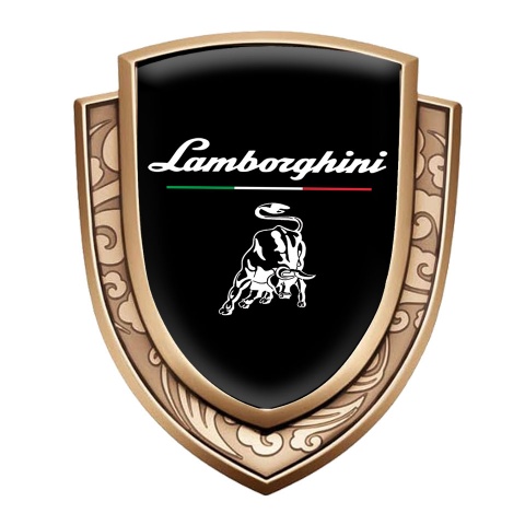 Lamborghini Bodyside Domed Emblem Gold Black White Logo Italian Flag