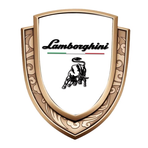 Lamborghini Emblem Car Badge Gold White Black Logo Italian Flag