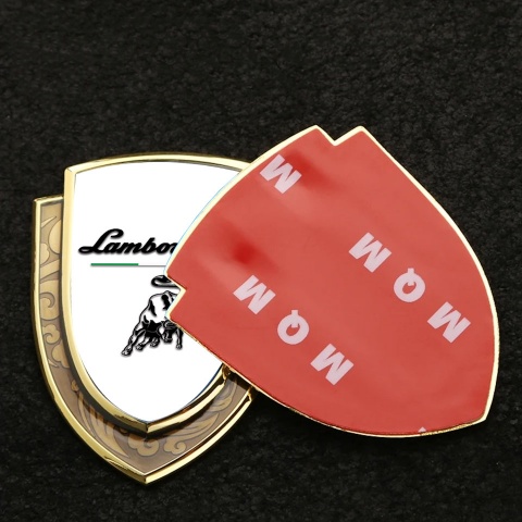 Lamborghini Emblem Car Badge Gold White Black Logo Italian Flag