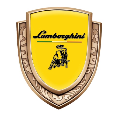 Lamborghini Bodyside Emblem Self Adhesive Gold Yellow Black Logo Italian Motif