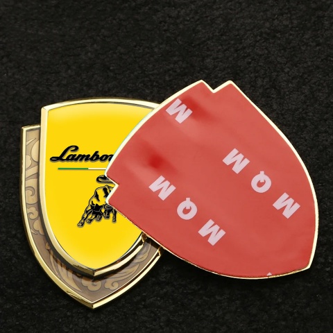 Lamborghini Bodyside Emblem Self Adhesive Gold Yellow Black Logo Italian Motif