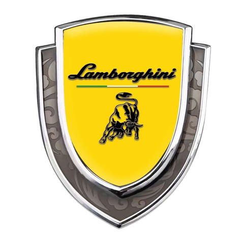 Lamborghini Bodyside Emblem Self Adhesive Silver Yellow Black Logo Italian Motif