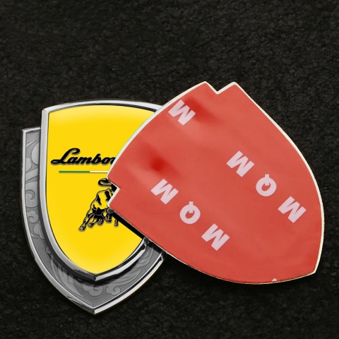 Lamborghini Bodyside Emblem Self Adhesive Silver Yellow Black Logo Italian Motif