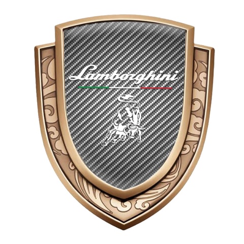 Lamborghini Metal Domed Emblem Gold Light Carbon White Logo Italian Motif