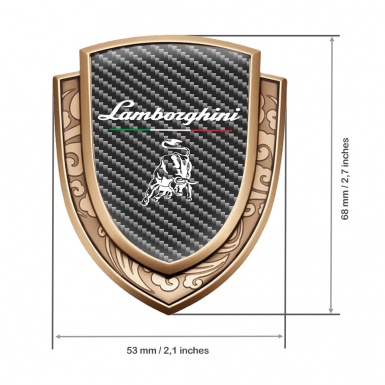 Lamborghini Emblem Fender Badge Gold Dark Carbon Black Logo Italian Flag