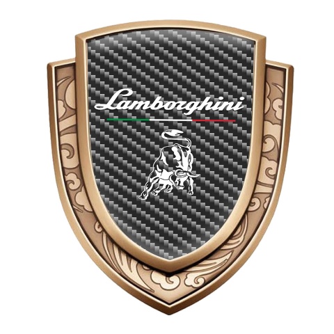 Lamborghini Emblem Fender Badge Gold Dark Carbon Black Logo Italian Flag