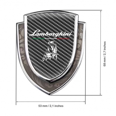 Lamborghini Emblem Fender Badge Silver Dark Carbon Black Logo Italian Flag
