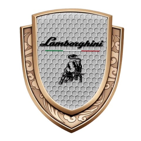 Lamborghini Emblem Fender Badge Gold Honeycomb Black Logo Italian Flag
