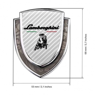 Lamborghini Emblem Trunk Badge Silver White Carbon Black Logo Italian Flag