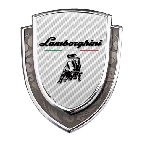 Lamborghini Emblem Trunk Badge Silver White Carbon Black Logo Italian Flag