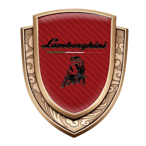 Lamborghini Emblem Self Adhesive Gold Red Carbon Black Logo Italian Flag