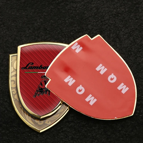 Lamborghini Emblem Self Adhesive Gold Red Carbon Black Logo Italian Flag