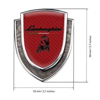 Lamborghini Emblem Self Adhesive Silver Red Carbon Black Logo Italian Flag
