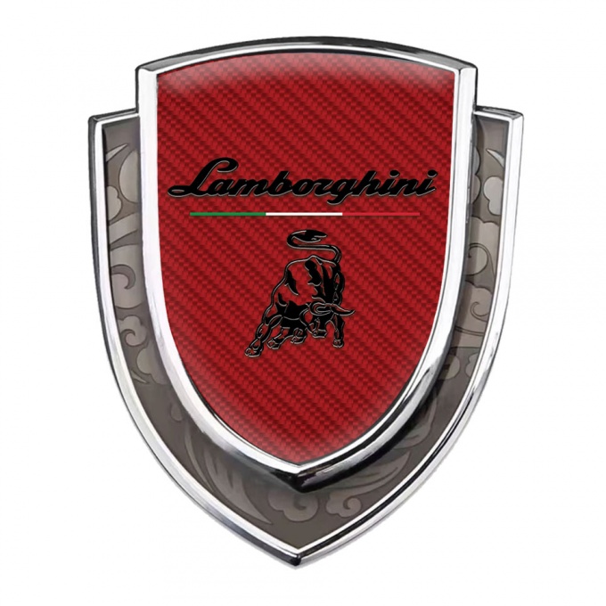 Lamborghini Emblem Self Adhesive Silver Red Carbon Black Logo Italian Flag