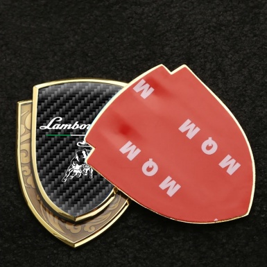 Lamborghini Domed Emblem Gold Black Carbon White Logo Italian Edition