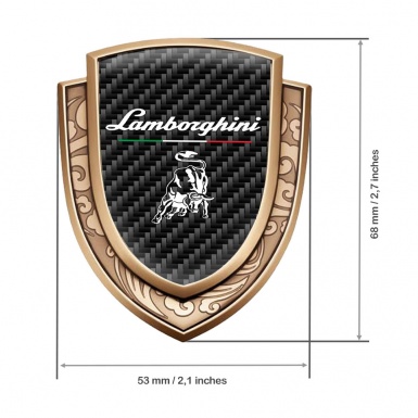 Lamborghini Domed Emblem Gold Black Carbon White Logo Italian Edition