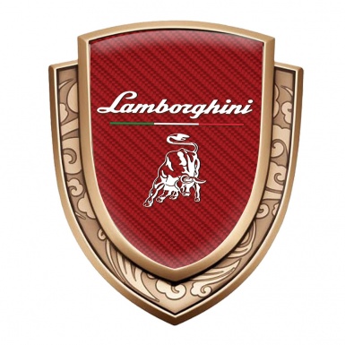 Lamborghini Emblem Ornament Gold Red Carbon White Logo Italian Edition