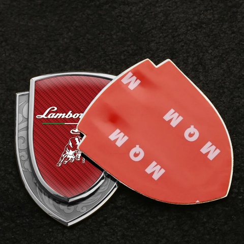 Lamborghini Emblem Ornament Silver Red Carbon White Logo Italian Edition